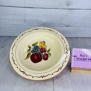 Home AROUND THE ORCHARD Stoneware Fruit Brown Trim Rimmed 12" Pasta Serving Bowl